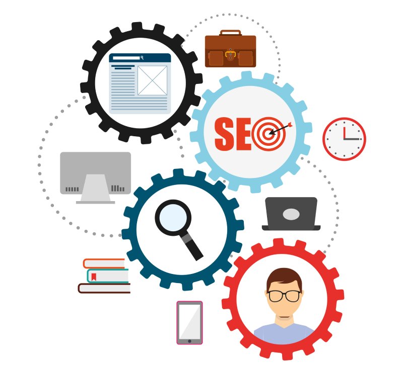 A person analyzing a website on a tablet, with a cityscape in the background.